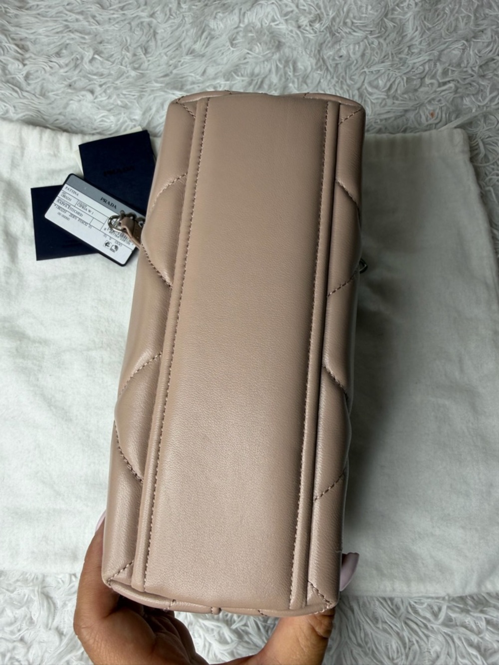 PRADA Nappa Stitched Small Spectrum Bag Cipria - Picture 5 of 11